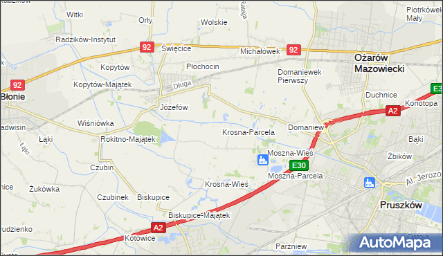 mapa Krosna-Parcela, Krosna-Parcela na mapie Targeo