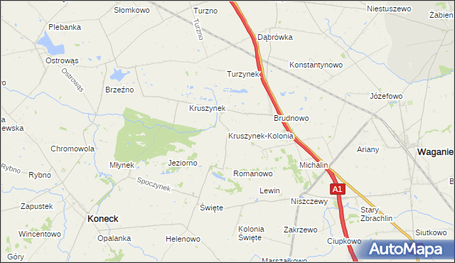 mapa Kruszynek-Kolonia, Kruszynek-Kolonia na mapie Targeo