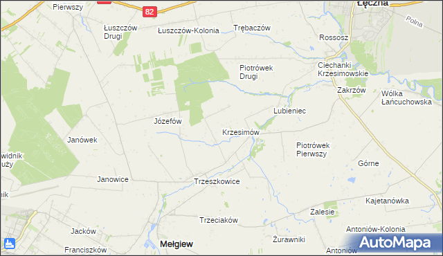 mapa Krzesimów, Krzesimów na mapie Targeo