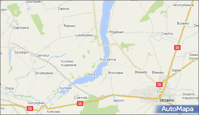 mapa Krzyżanna, Krzyżanna na mapie Targeo