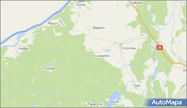 mapa Kuropatniki, Kuropatniki na mapie Targeo