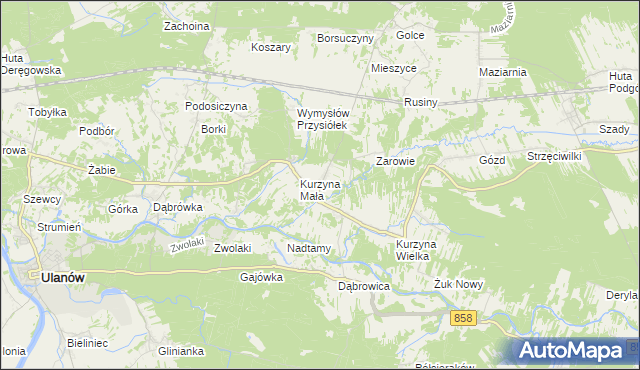 mapa Kurzyna Średnia, Kurzyna Średnia na mapie Targeo