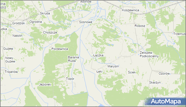 mapa Łączka gmina Kotuń, Łączka gmina Kotuń na mapie Targeo