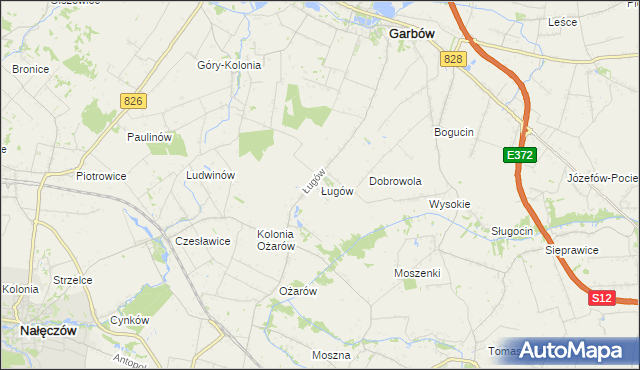 mapa Ługów gmina Jastków, Ługów gmina Jastków na mapie Targeo