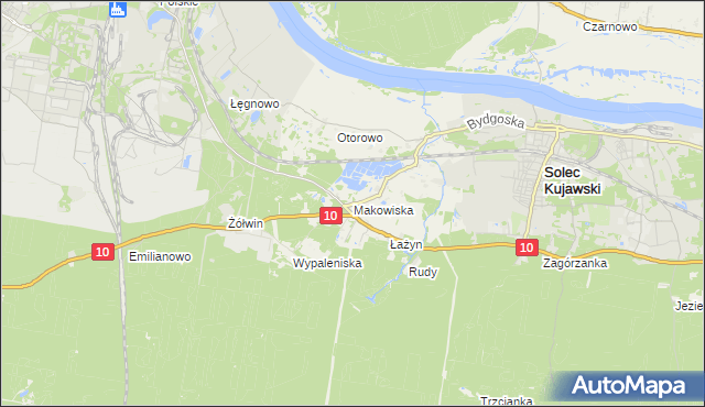 mapa Makowiska gmina Solec Kujawski, Makowiska gmina Solec Kujawski na mapie Targeo