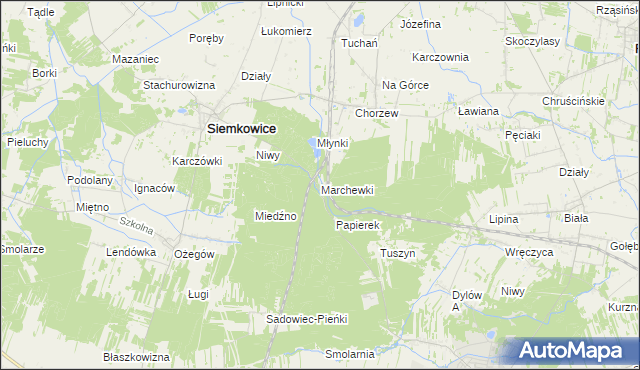 mapa Marchewki gmina Siemkowice, Marchewki gmina Siemkowice na mapie Targeo