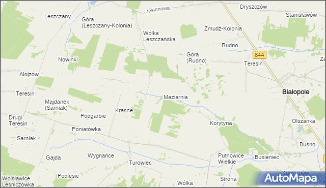 mapa Maziarnia gmina Żmudź, Maziarnia gmina Żmudź na mapie Targeo