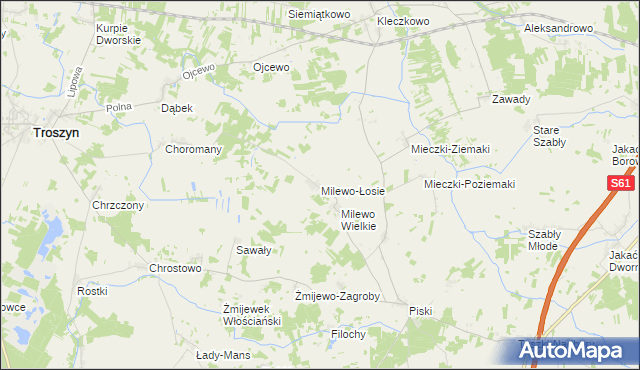 mapa Milewo-Łosie, Milewo-Łosie na mapie Targeo