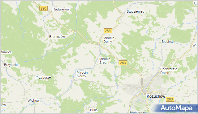 mapa Mirocin Średni, Mirocin Średni na mapie Targeo