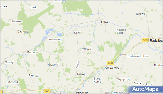 mapa Mroczki gmina Przytuły, Mroczki gmina Przytuły na mapie Targeo