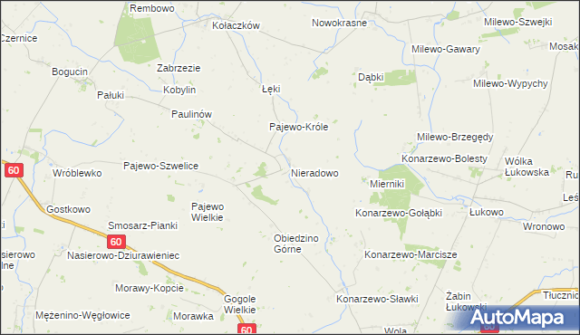 mapa Nieradowo gmina Gołymin-Ośrodek, Nieradowo gmina Gołymin-Ośrodek na mapie Targeo