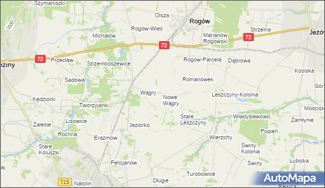 mapa Nowe Wągry, Nowe Wągry na mapie Targeo