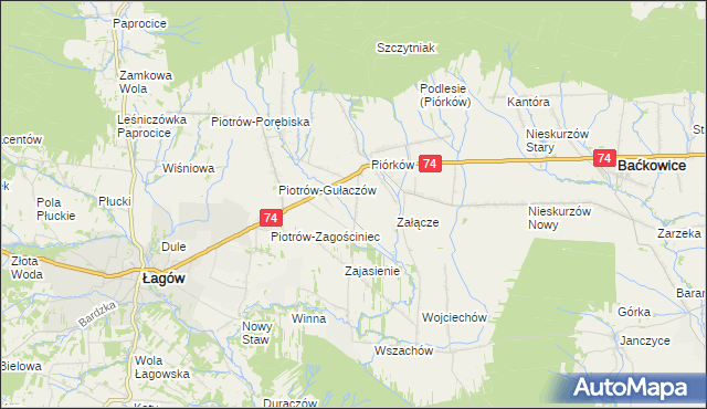 mapa Piórków-Kolonia, Piórków-Kolonia na mapie Targeo