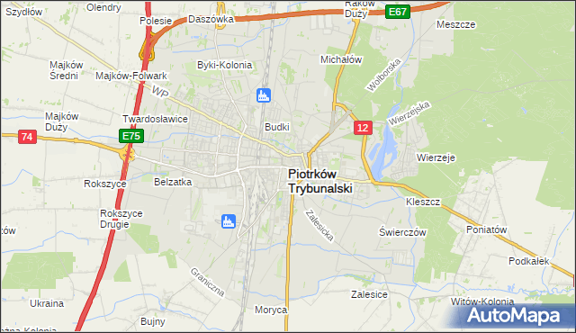 mapa Piotrków Trybunalski, Piotrków Trybunalski na mapie Targeo