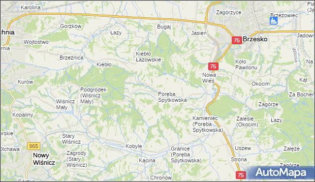 mapa Poręba Spytkowska, Poręba Spytkowska na mapie Targeo