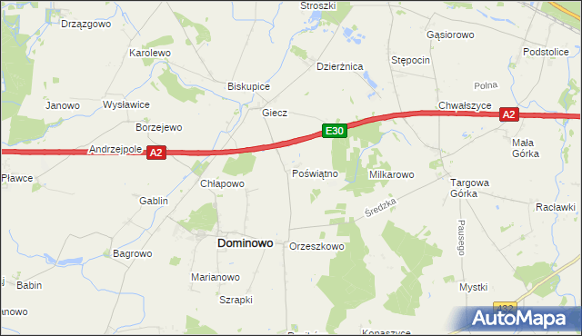 mapa Poświątno, Poświątno na mapie Targeo