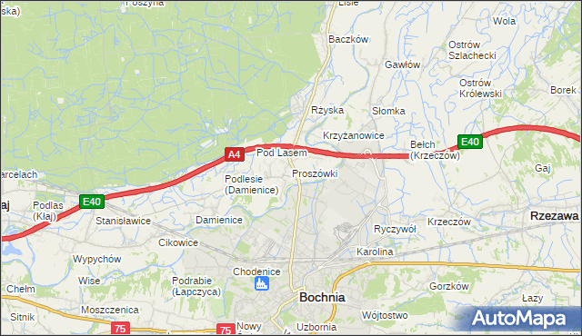 mapa Proszówki, Proszówki na mapie Targeo