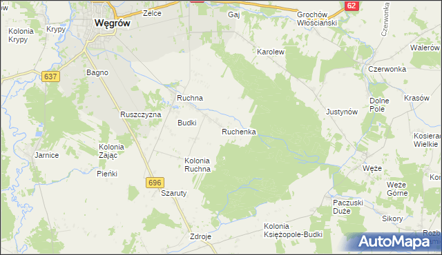 mapa Ruchenka, Ruchenka na mapie Targeo