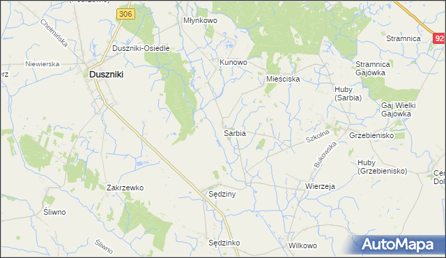 mapa Sarbia gmina Duszniki, Sarbia gmina Duszniki na mapie Targeo