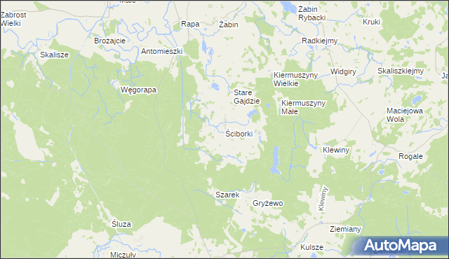 mapa Ściborki, Ściborki na mapie Targeo