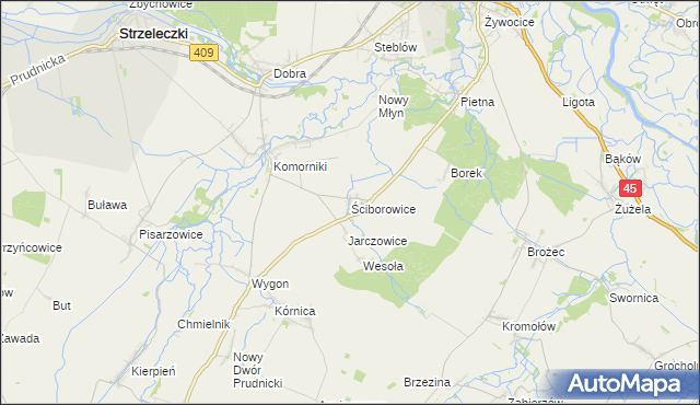 mapa Ściborowice, Ściborowice na mapie Targeo