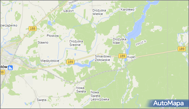 mapa Śmiardowo Złotowskie, Śmiardowo Złotowskie na mapie Targeo