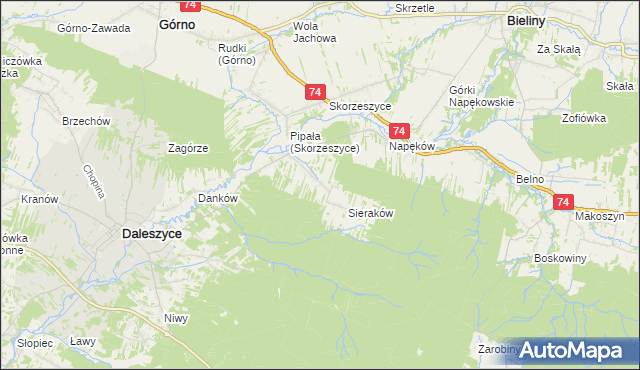 mapa Smyków gmina Daleszyce, Smyków gmina Daleszyce na mapie Targeo