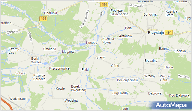 mapa Stany gmina Przystajń, Stany gmina Przystajń na mapie Targeo