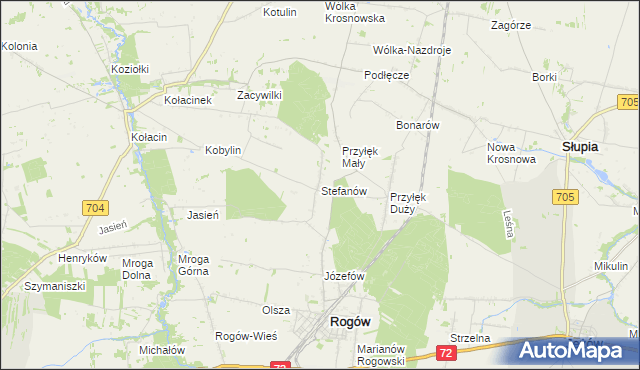 mapa Stefanów gmina Rogów, Stefanów gmina Rogów na mapie Targeo