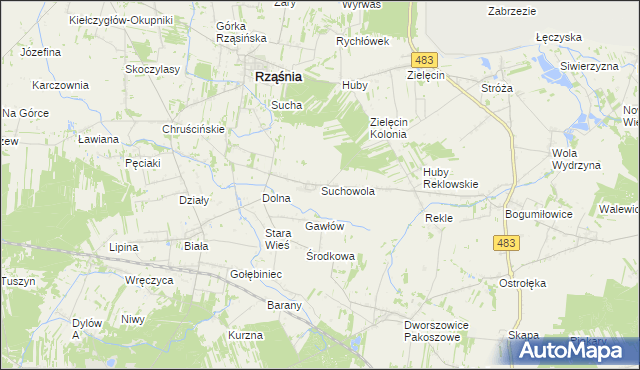 mapa Suchowola gmina Rząśnia, Suchowola gmina Rząśnia na mapie Targeo