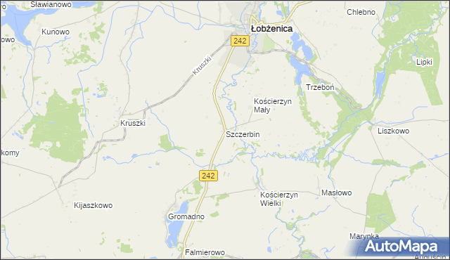 mapa Szczerbin gmina Łobżenica, Szczerbin gmina Łobżenica na mapie Targeo