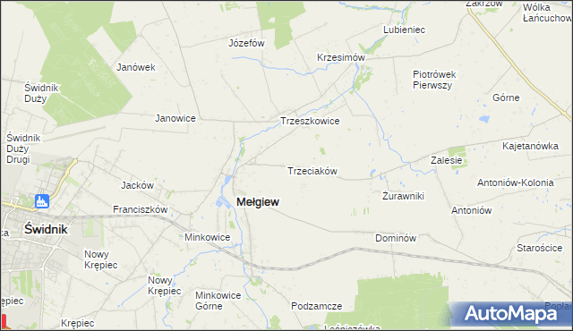 mapa Trzeciaków, Trzeciaków na mapie Targeo