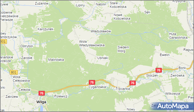 mapa Uśniaki, Uśniaki na mapie Targeo