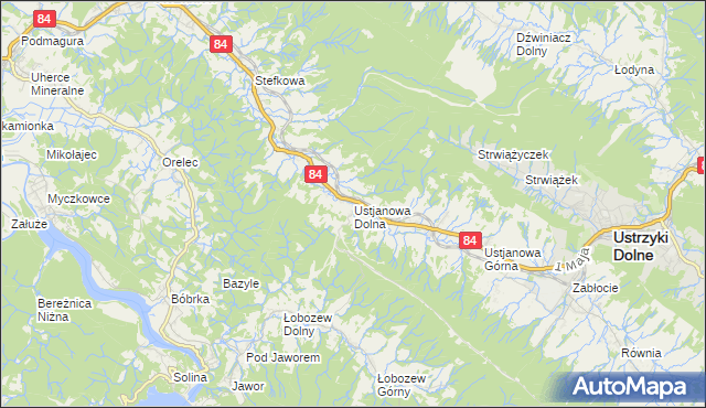 mapa Ustjanowa Dolna, Ustjanowa Dolna na mapie Targeo