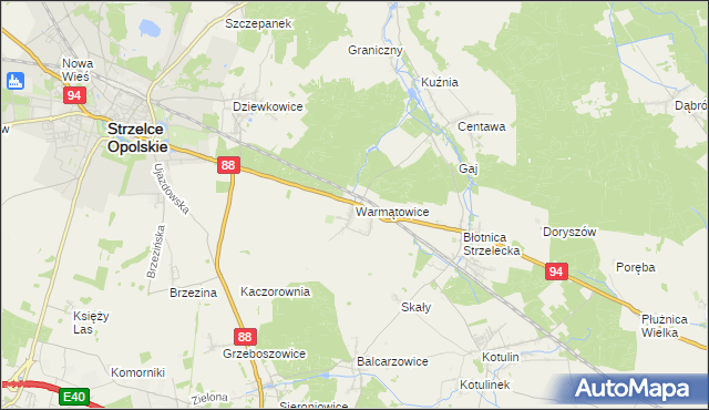 mapa Warmątowice, Warmątowice na mapie Targeo