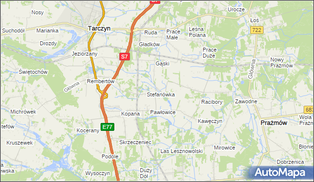 mapa Wylezin gmina Tarczyn, Wylezin gmina Tarczyn na mapie Targeo