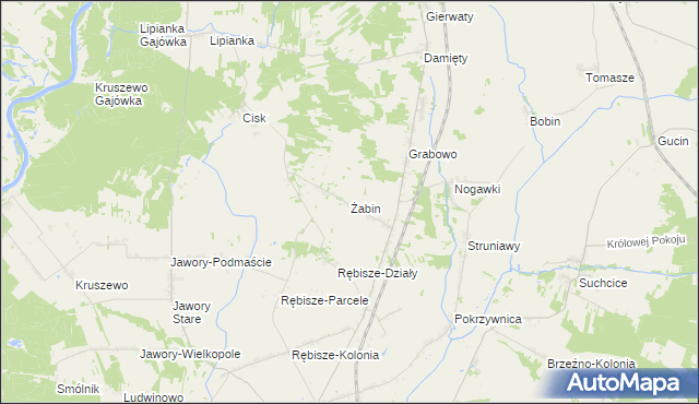 mapa Żabin gmina Goworowo, Żabin gmina Goworowo na mapie Targeo