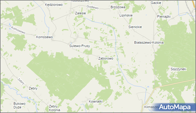 mapa Zaborowo gmina Grajewo, Zaborowo gmina Grajewo na mapie Targeo