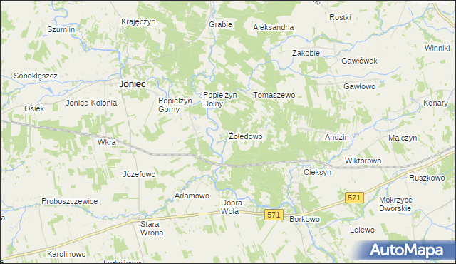 mapa Żołędowo gmina Nowe Miasto, Żołędowo gmina Nowe Miasto na mapie Targeo