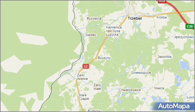 mapa Buczyny, Buczyny na mapie Targeo