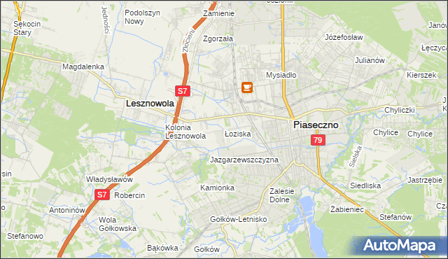 mapa Łoziska, Łoziska na mapie Targeo