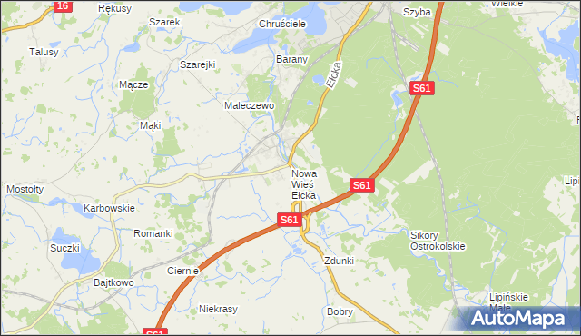 mapa Nowa Wieś Ełcka, Nowa Wieś Ełcka na mapie Targeo