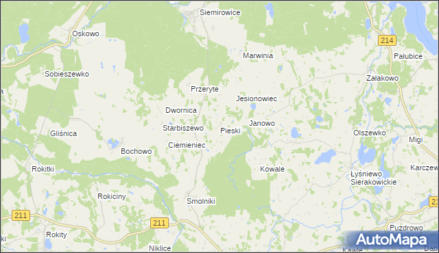 mapa Pieski gmina Cewice, Pieski gmina Cewice na mapie Targeo