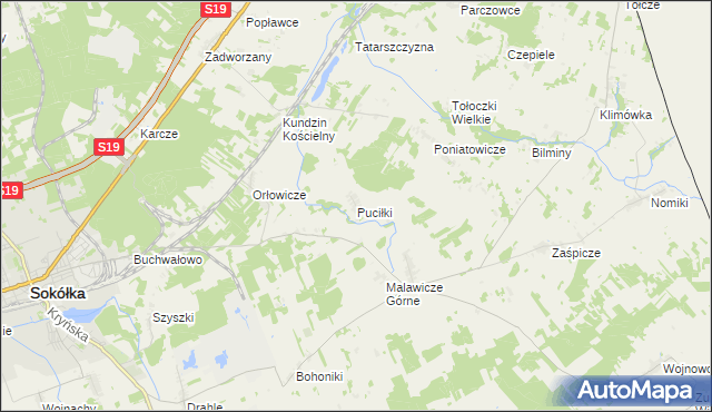 mapa Puciłki, Puciłki na mapie Targeo