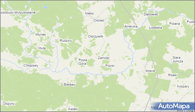 mapa Zamość gmina Karsin, Zamość gmina Karsin na mapie Targeo