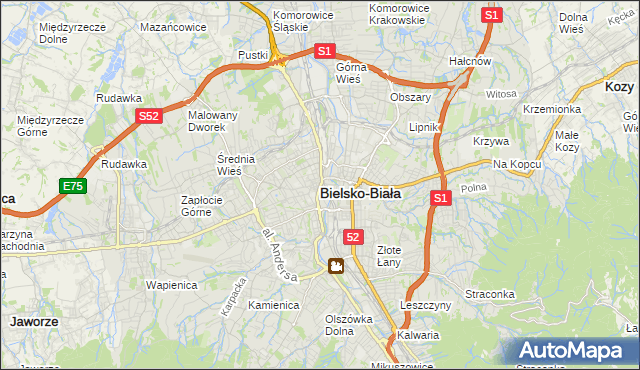 mapa Bielsko-Białej, Bielsko-Biała na mapie Targeo