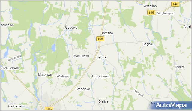 mapa Dębice gmina Maszewo, Dębice gmina Maszewo na mapie Targeo