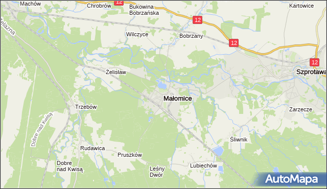 mapa Małomice, Małomice na mapie Targeo