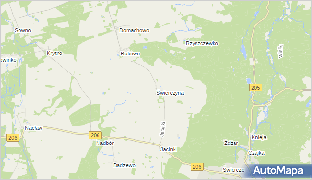 mapa Świerczyna gmina Polanów, Świerczyna gmina Polanów na mapie Targeo