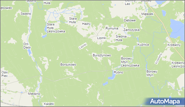 mapa Bursztynowo gmina Warlubie, Bursztynowo gmina Warlubie na mapie Targeo